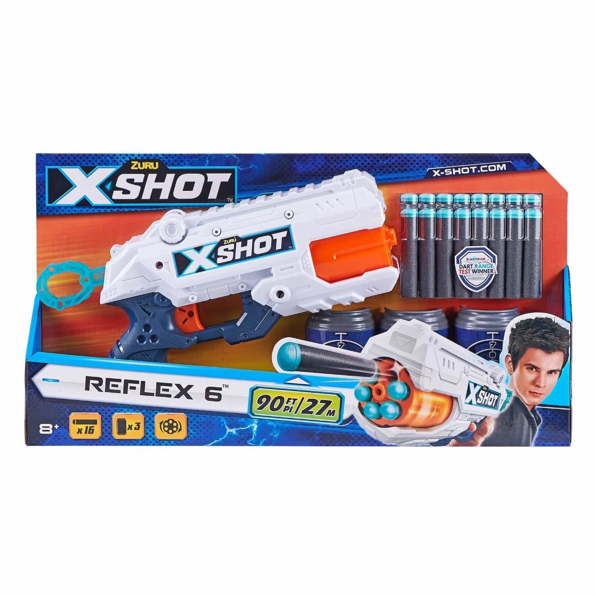 X-Shot Reflex 6 Dart Blaster Gun with 3 Cans 36378 — image 2