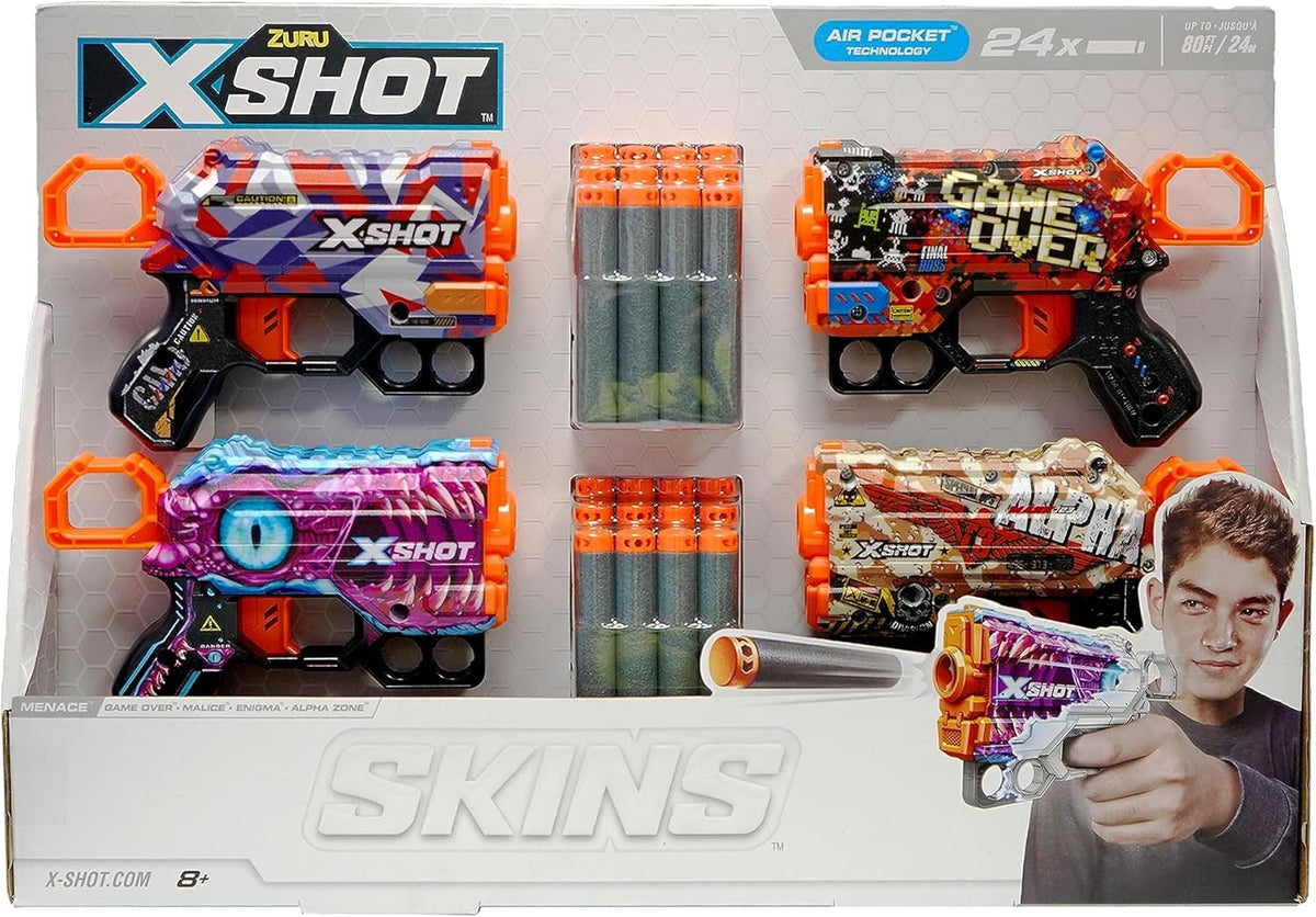 X - Shot Skins Menace 4 - pack 24 Darts - Colorland Toys
