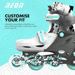 مجموعة Yvolution Neon Cyber Skates رمادية/زرقاء مخضرة 3-6 NT31E4