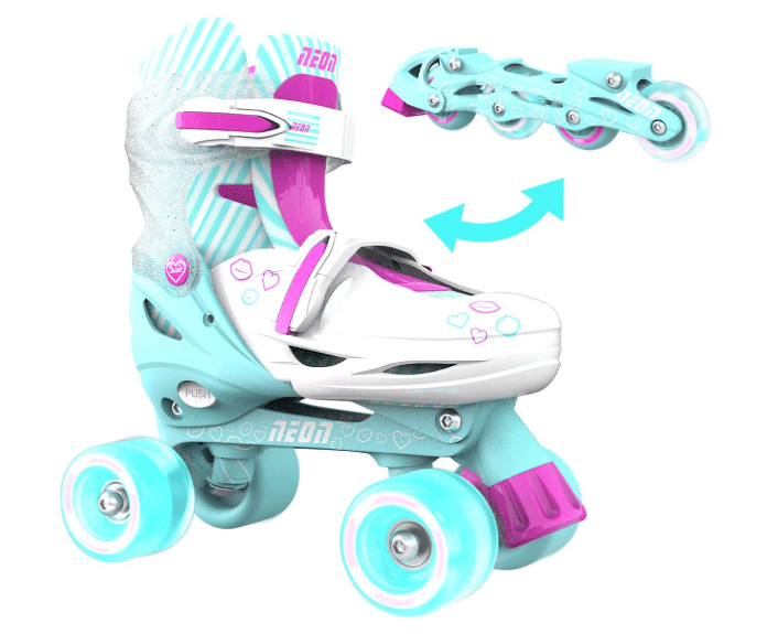 Yvolution Neon Combo Skates Size 12 - 2 Teal/Pink NT09T4 - Colorland Toys