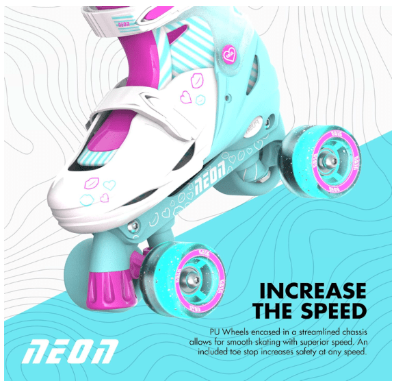 Yvolution Neon Combo Skates Size 12 - 2 Teal/Pink NT09T4 - Colorland Toys