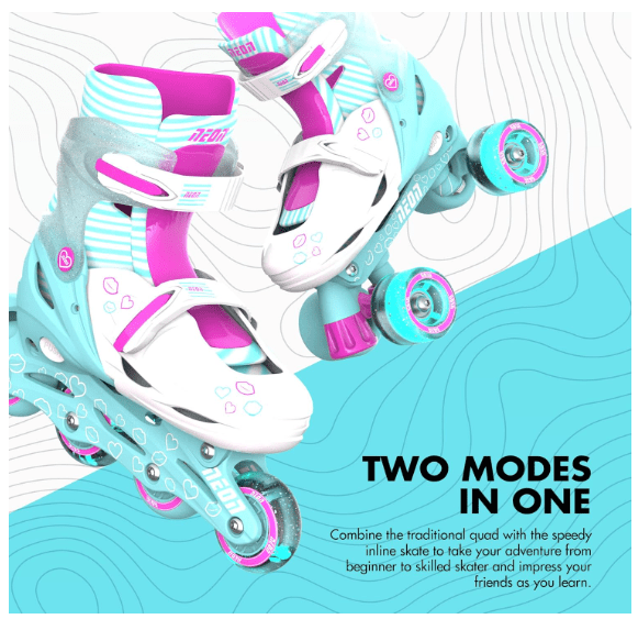 Yvolution Neon Combo Skates Size 12-2 Teal/Pink NT09T4 — image 3