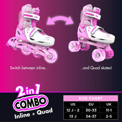 Yvolution Neon Combo Skates Size 3 - 6 Pink NT10P4 - Colorland Toys